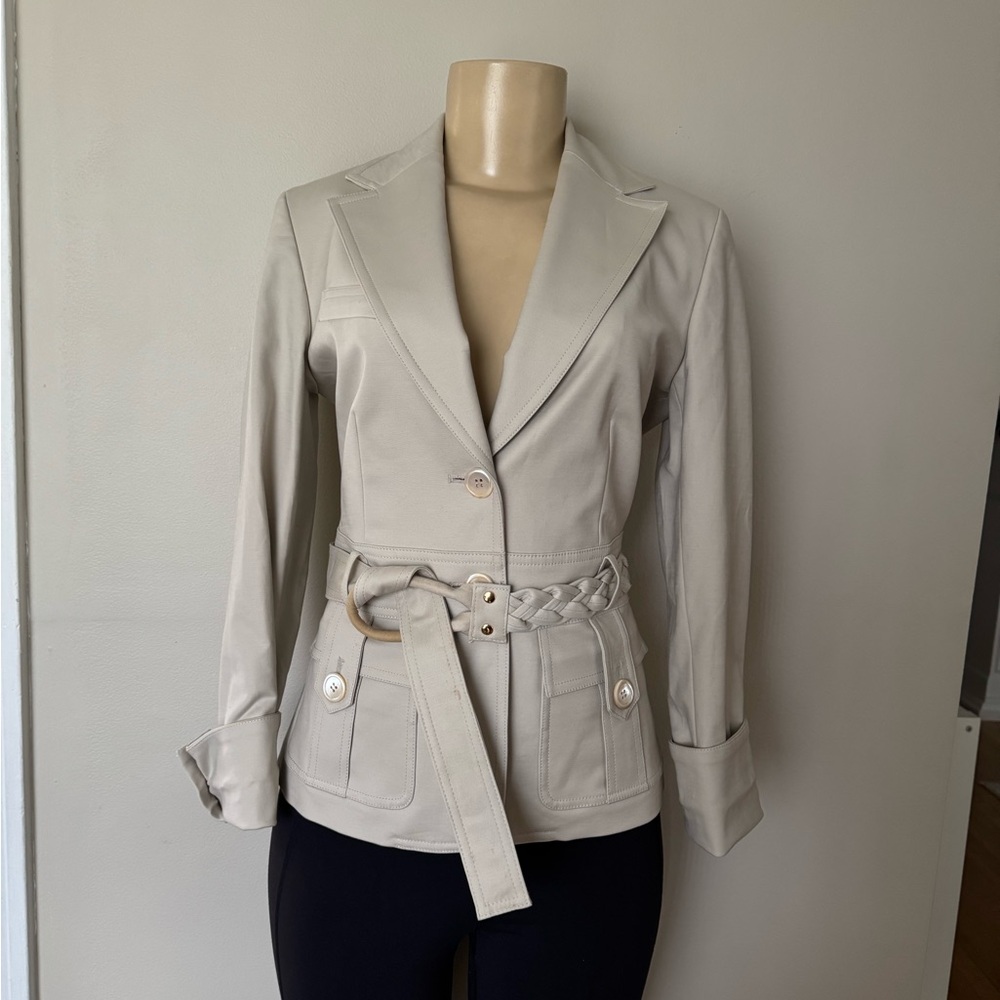 Etcetera belted dressy beige Blazer size 4